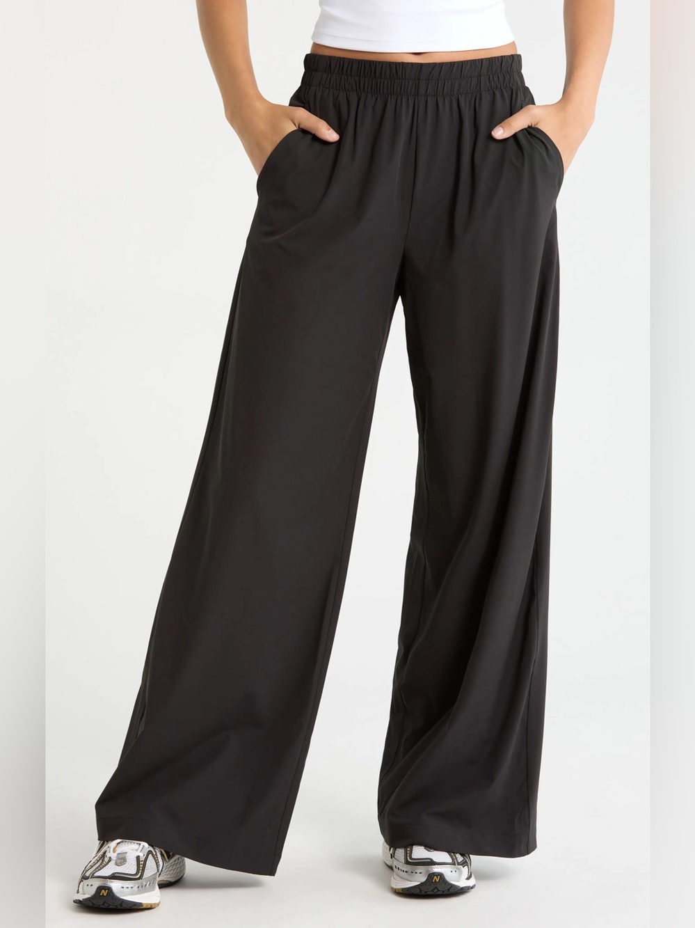 Old Navy PowerSoft Go-Dry Mid-Rise Wide leg Elastic Waist Pants Leggings Medium